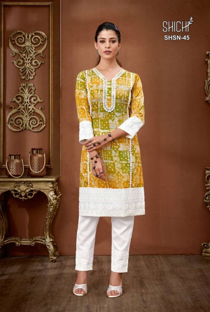 Sana By Shichi Boutique print with heavy lace Designer Kurti With Bottom Wholesale Market In Surat